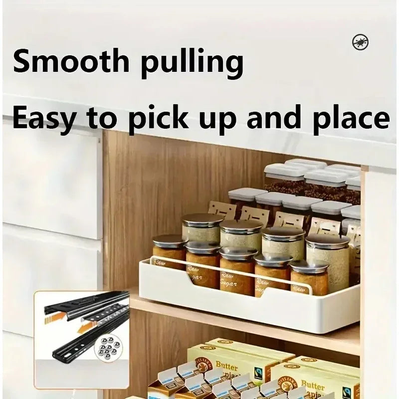 Kitchen Under Sink Pull Out Organizer, Sliding Pantry Cabinet Storage Tray, Space Saving Shelf Organizer