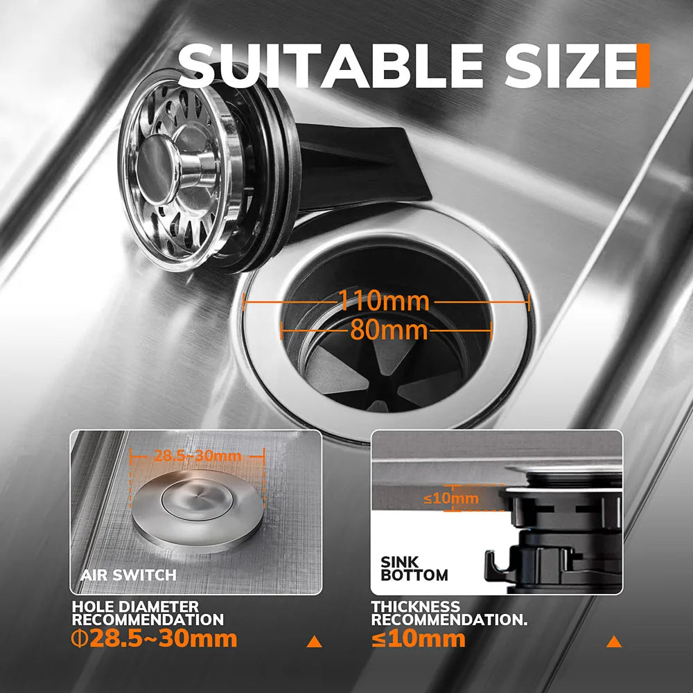 Continuous Feed Garbage Disposal with Sound