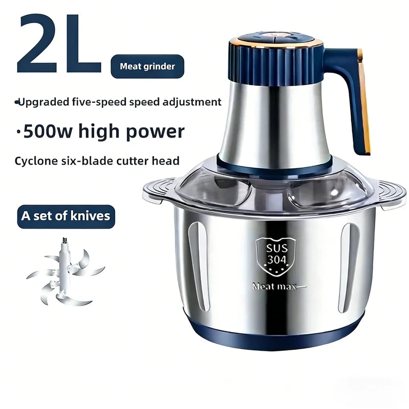 2L3L5LElectric Meat Grinder 304 Stainless Steel Multifunctional Vegetable Slicer Chopper Mincer Baby Food Processor 220V EU Plug