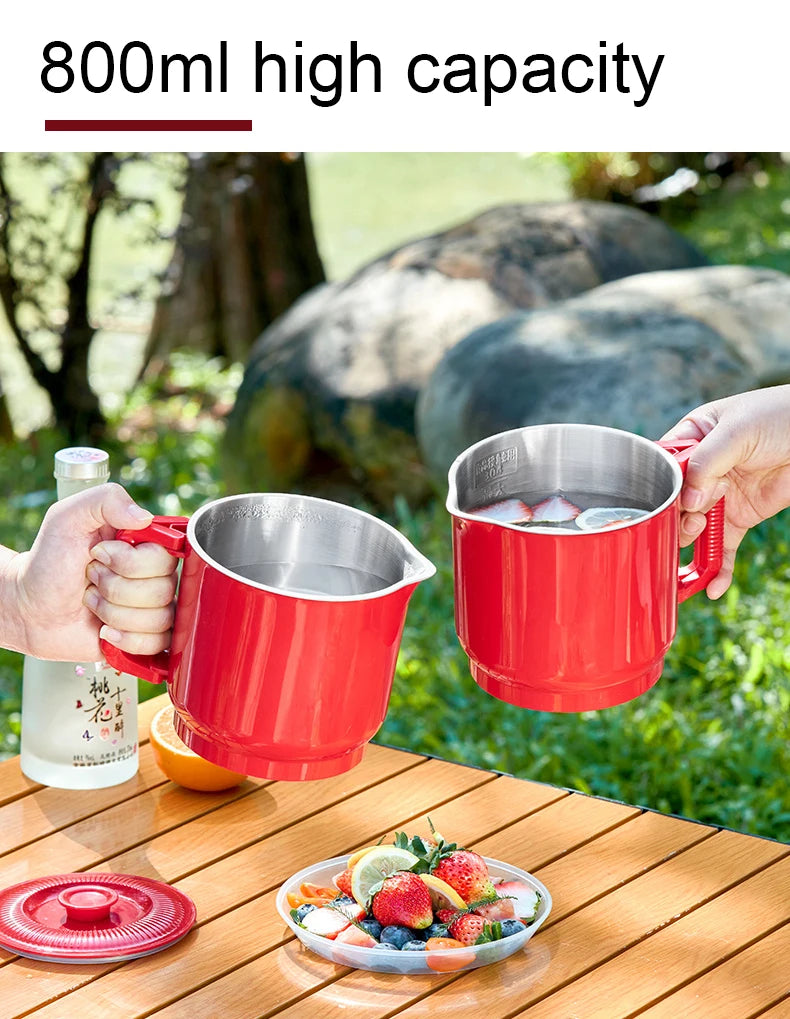 Folding Portable Electric Kettle Insulated Hot Water Boiler Stainless Steel Travel Noodles Cooking Pot Stew Skillet 800ML Hotpot