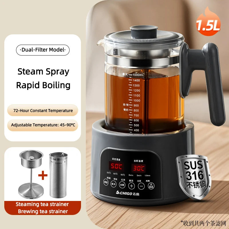 1500ml Steam Spray Tea Kettle Baby Constant Temperature Milk Regulator Multifunctional Electric Kettle 72h Thermostatic Kettle