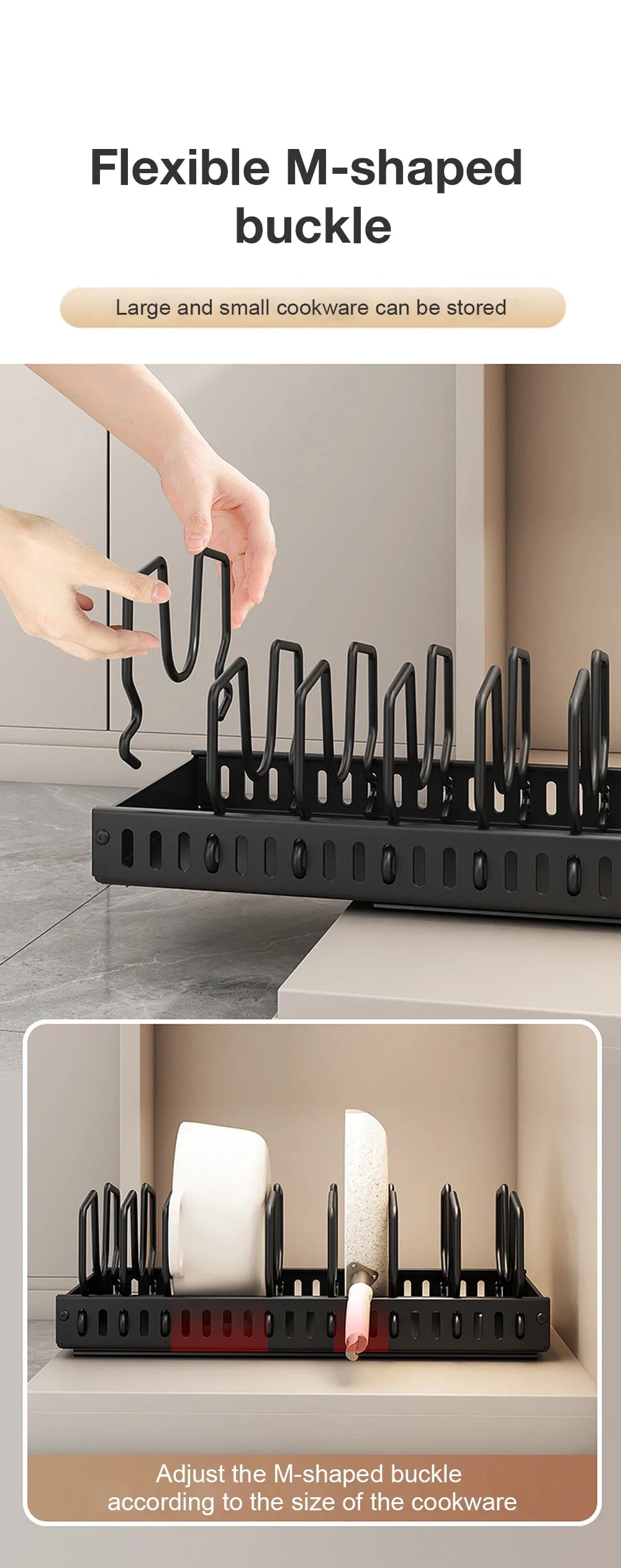 Kitchen Multifunctional Organizer Pull Out for Pots/Pans Sliding Lid Holder Spice Rack & Dish Drying Racks Drawer Organizer