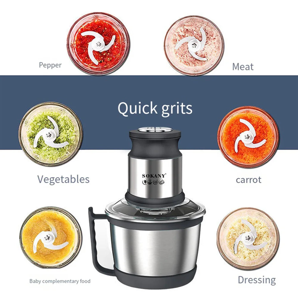 800W 3L Meat Grinder Electric Stainless Steel Blender Mixer Machine for Kitchen Food Processors Chopper Meat Mincer 220V