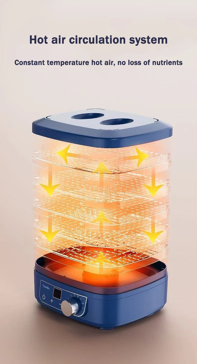 5 Trays Dried Fruit Air Dryer Multifunction Meat Vegetable Herb Drying Machine Digital Timer Temperature Control Food Dehydrator