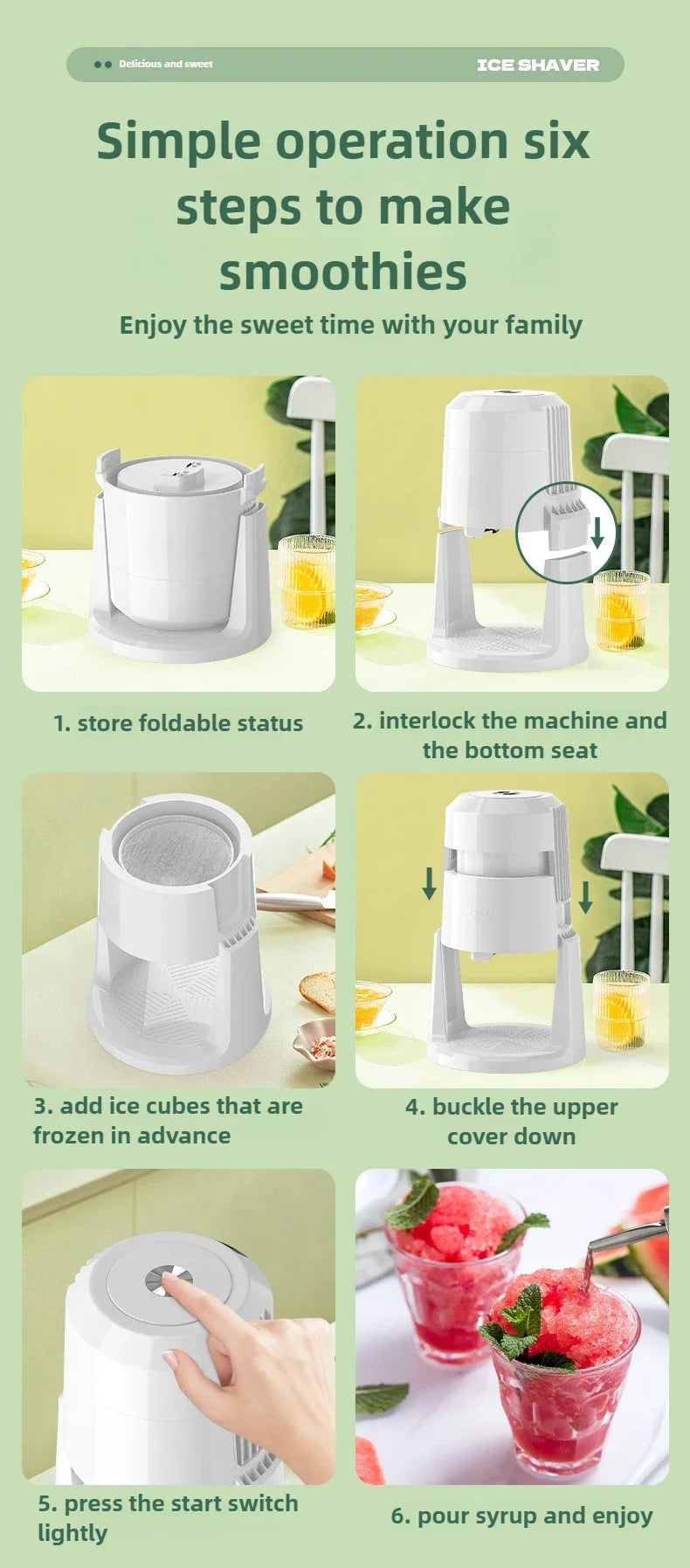Automatic Ice shavers Small household electric Shaved Ice Machine two speed Adjustable ice shaving machine 220V 110V Ice Crusher