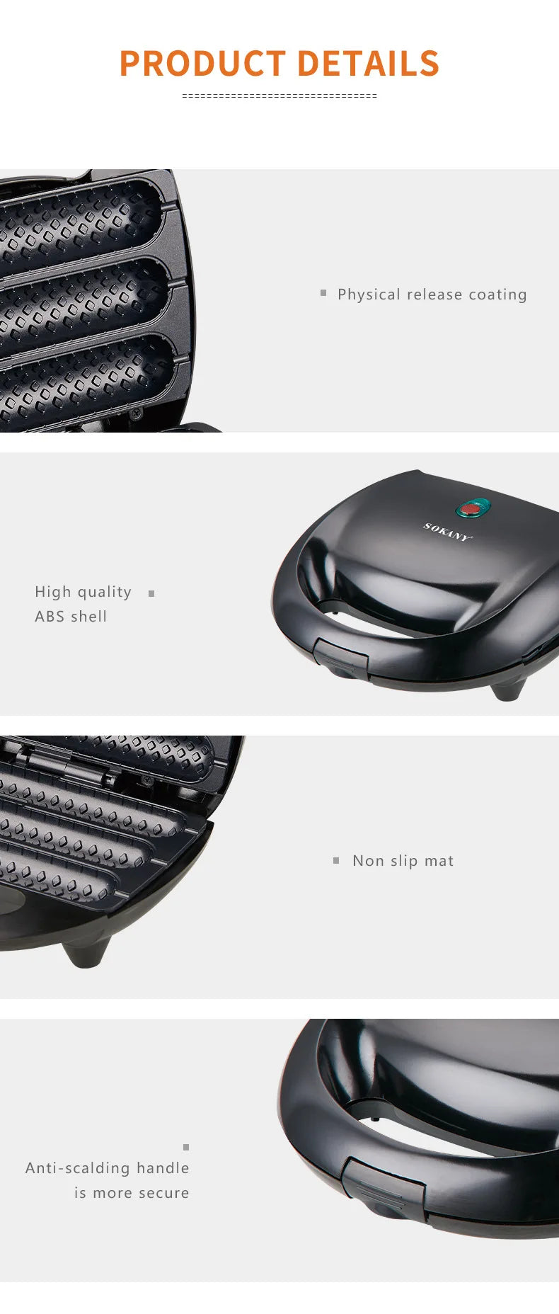 Electric Hot Dog Maker Crispy Corn Hotdog Waffle Maker Sausage Machine Breakfast Pan Baking Grill Kitchen Appliances 800W