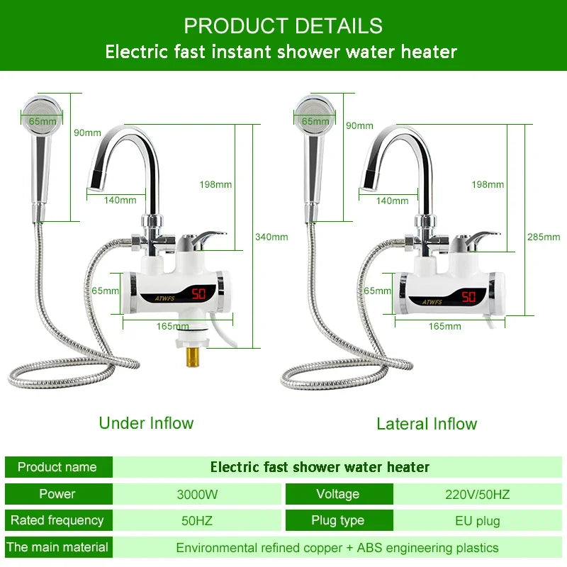Electric Instant Shower Water Heater Instant Hot Water Faucet Kitchen Electric Tap Water Heating Instantaneous Heater