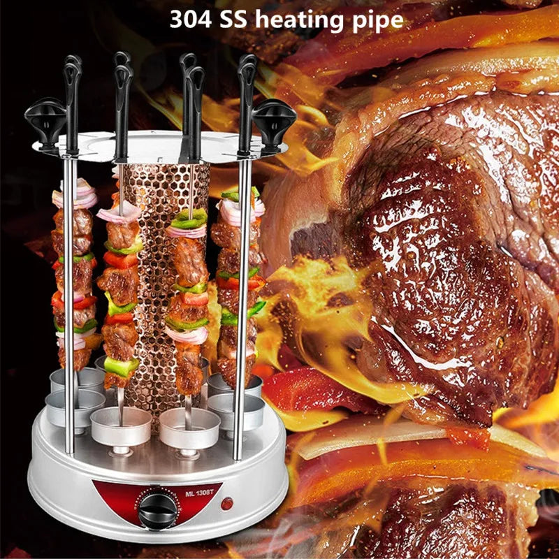 Electric Smokeless Vertical BBQ Grill Making Machine Meat Rotary Kebab Skewer Machine