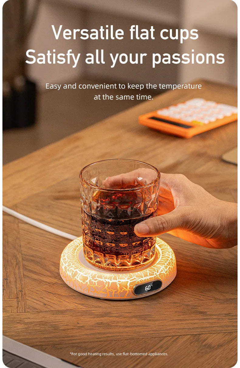 Electric Beverage Cup Warmer with LED Lamp 4 Gear Constant Temperature Digital Display For Home Office Insulated Heating Coaster