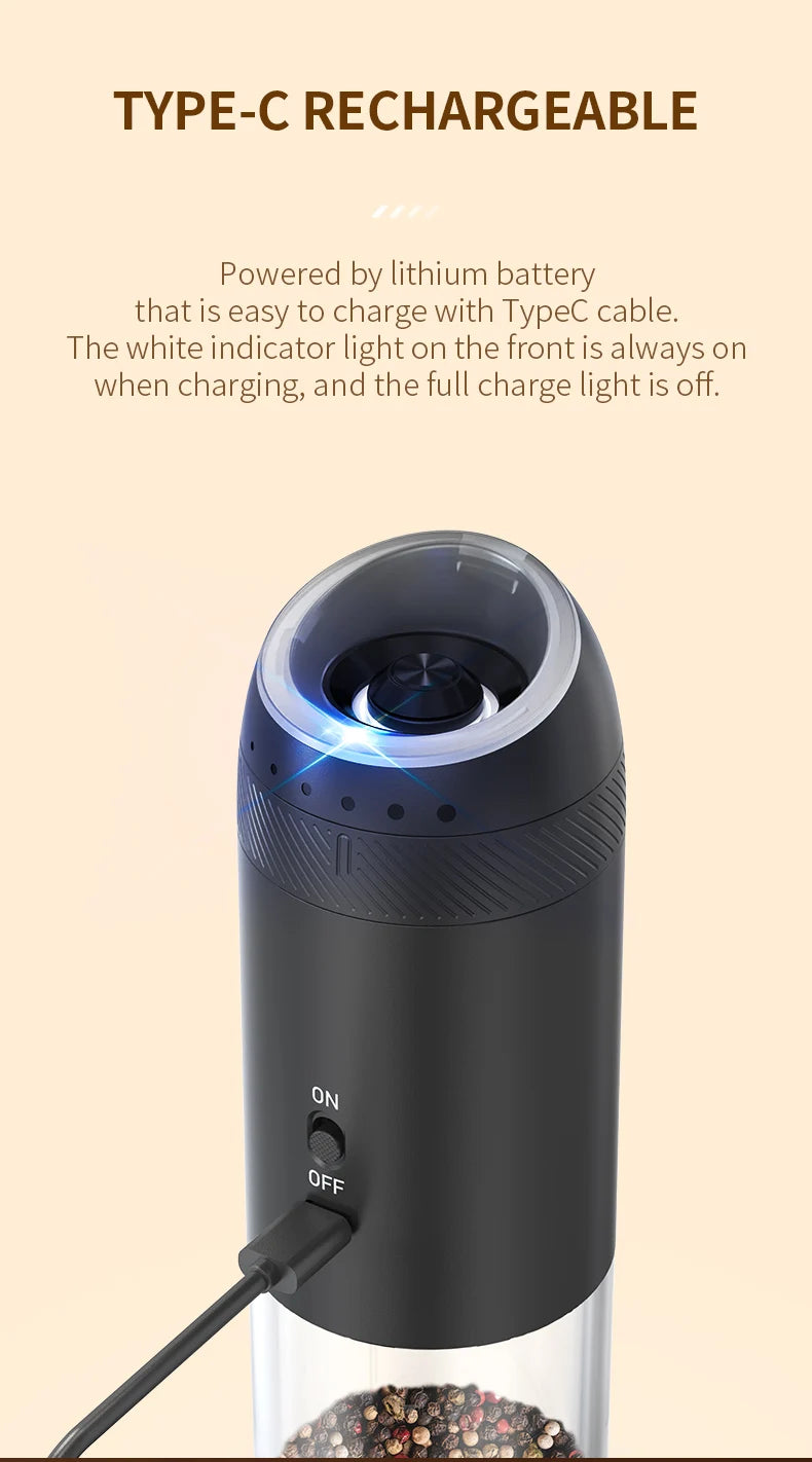 Electric Salt And Pepper Grinder with LED Light
