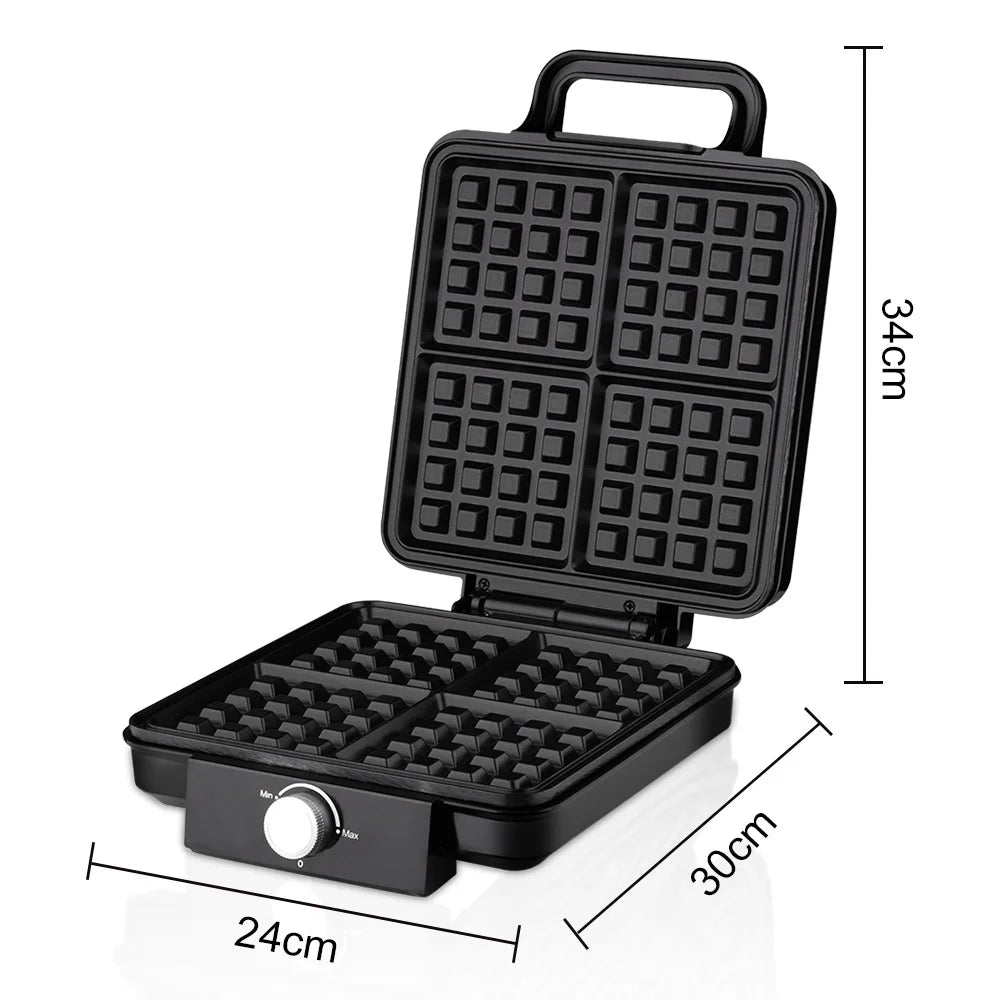 1500W Electric Waffle Maker 4 Pan Double Heating Non-Stick Egg Cake Oven Pancake Egg Waffle Cake Machine for Kid's Snacks