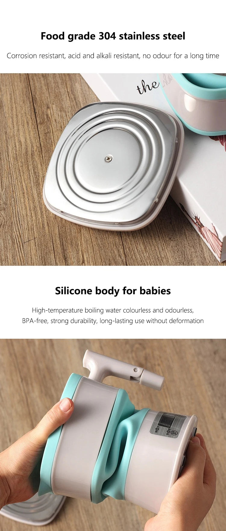 Wide voltage Silicone Folding pot Portable Electric kettle