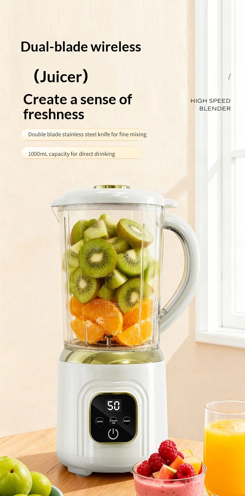 Household Juicer Blender Dual-blade