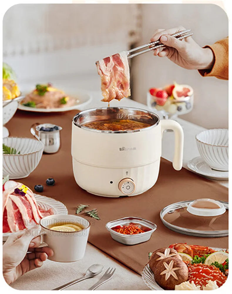 Bear Multifunction Electric Cooking Pot Stainless Steel Single/Double Layer Hot Pot Household 1-2 People Electric Rice Cooker