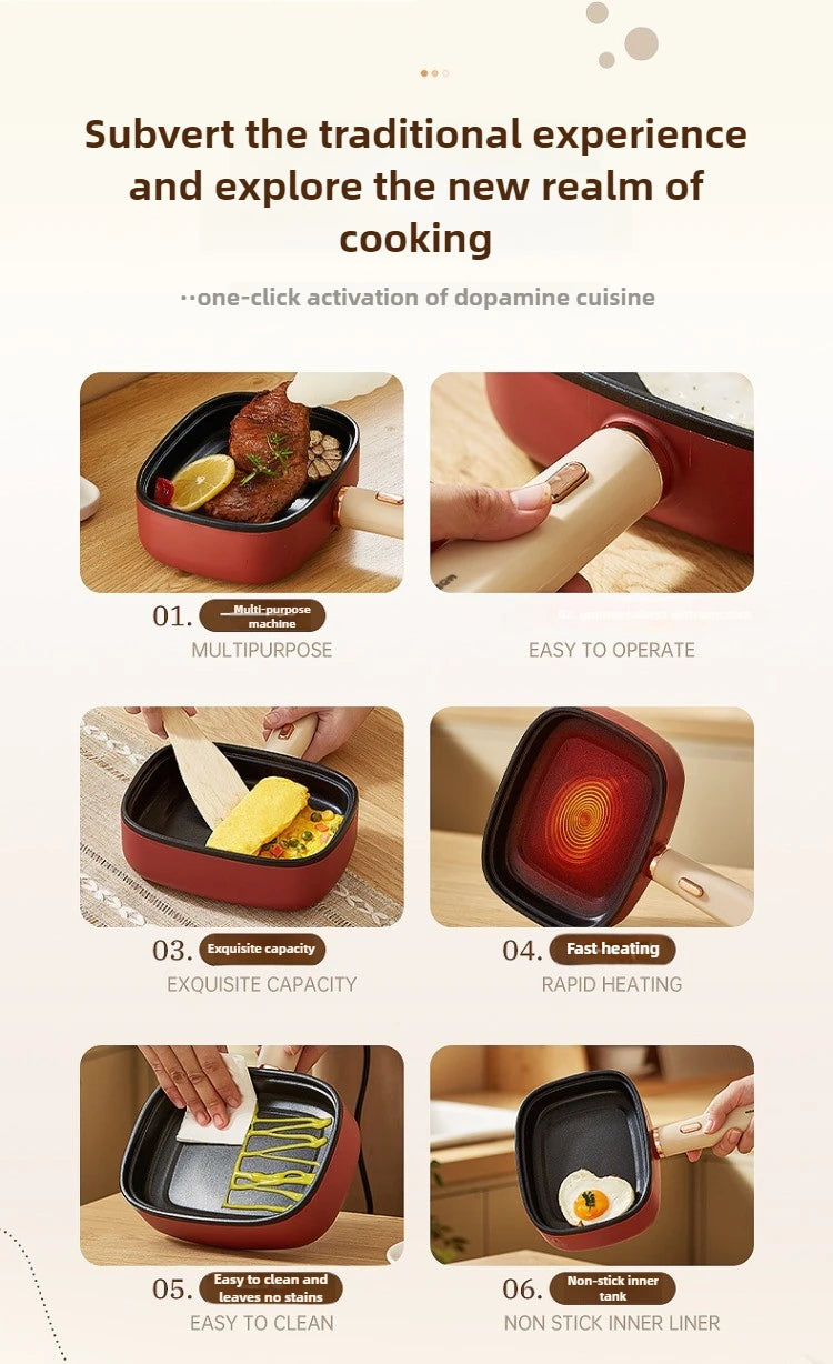 220V Non-stick Electric Steak Egg Frying Pan Home Appliance Multi Cooker for Breakfast