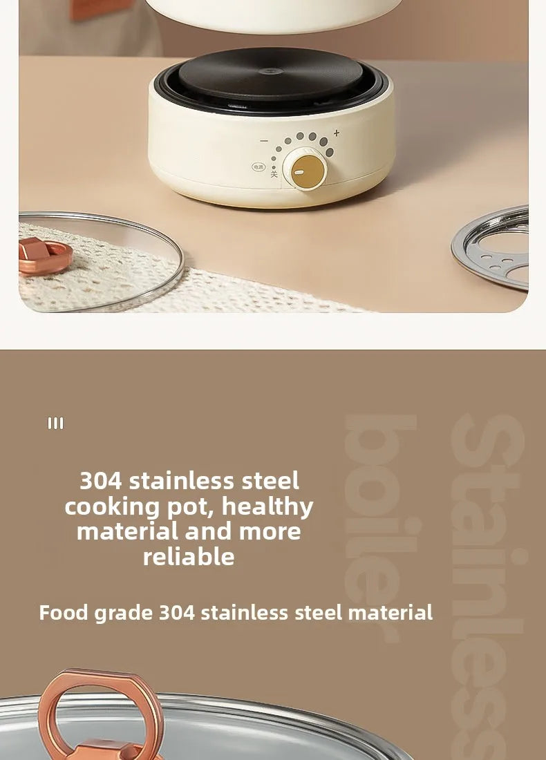 Electric Cooker 110V/220V Cooking Pot Foldable Hotpot 1.6L Portable Multi cookers Split Type Rice Cooker Frying Pan Home Travel