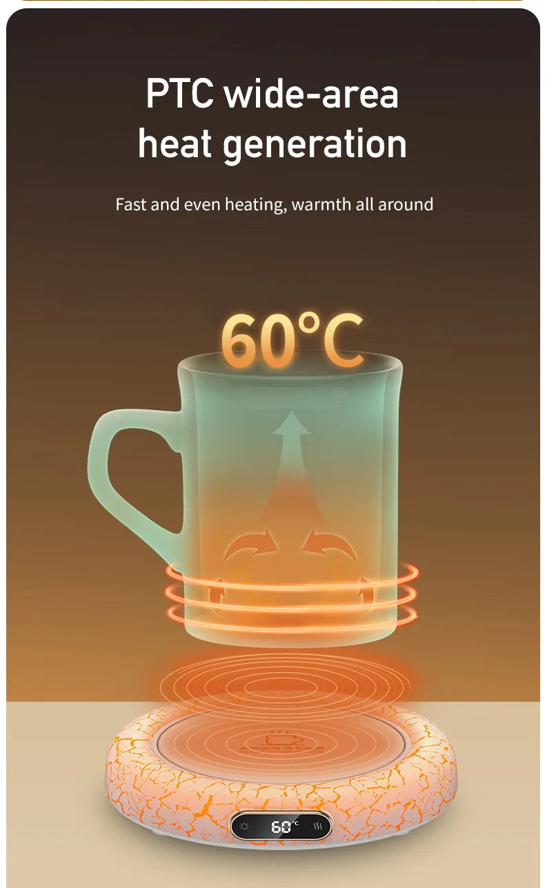 Electric Beverage Cup Warmer with LED Lamp 4 Gear Constant Temperature Digital Display For Home Office Insulated Heating Coaster