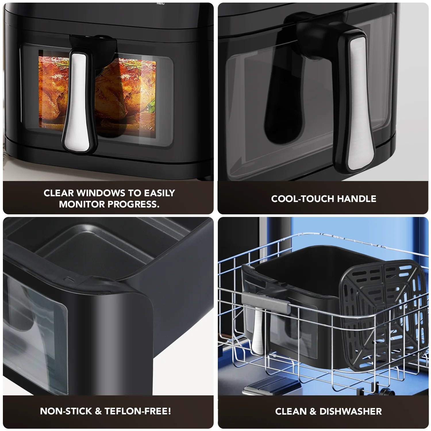 OYAJIA Air Fryer 10L with Easy-View Window, Touch Controls, Nonstick, 7 Function