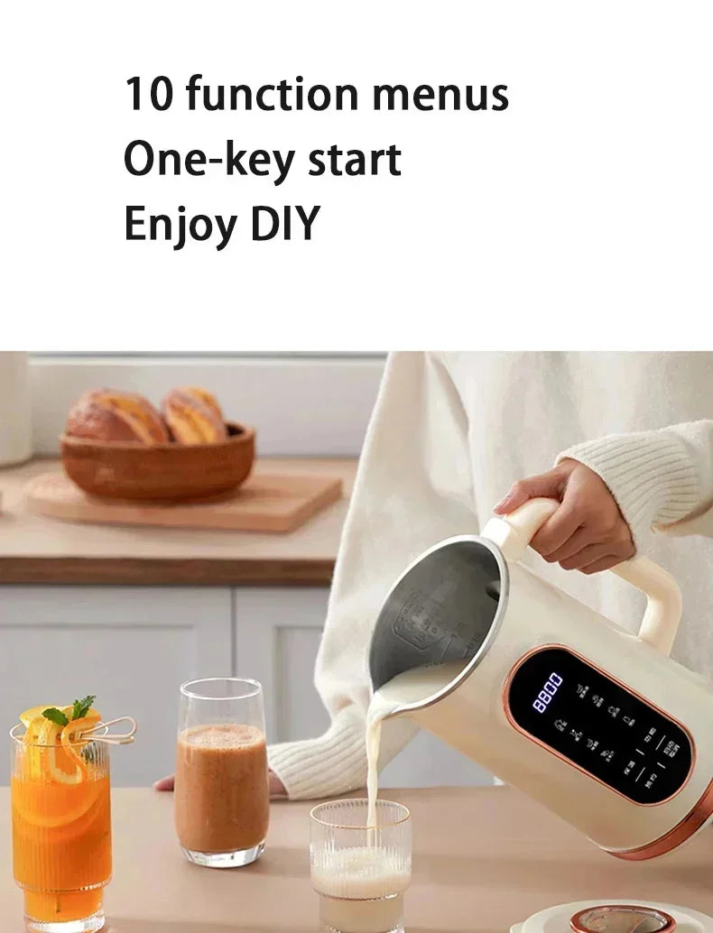 220V 1500ml Soybean Milk Machine 10-leaf Blade Breakfast Machine Electric Juicer Blender Mixer Wall Breaking Machine