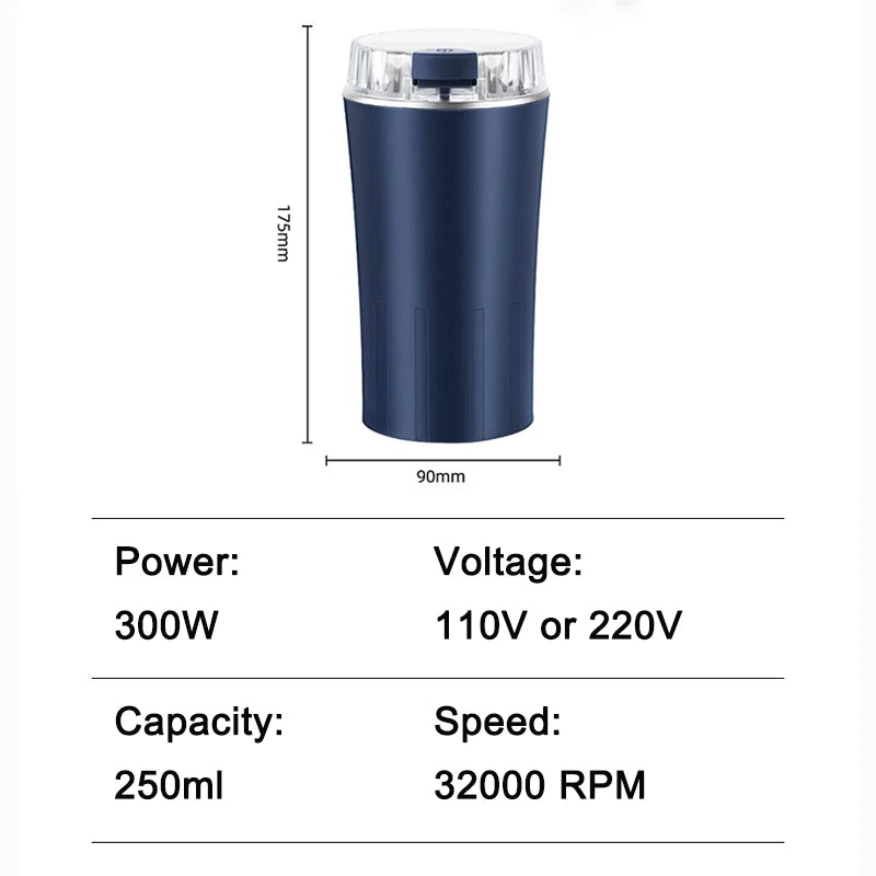 110V/220V Electric Coffee Grinder Mill Herbs Spices Nuts Cafe Bean Grinding Machine Powder Crusher Stainless Steel Burr Blade
