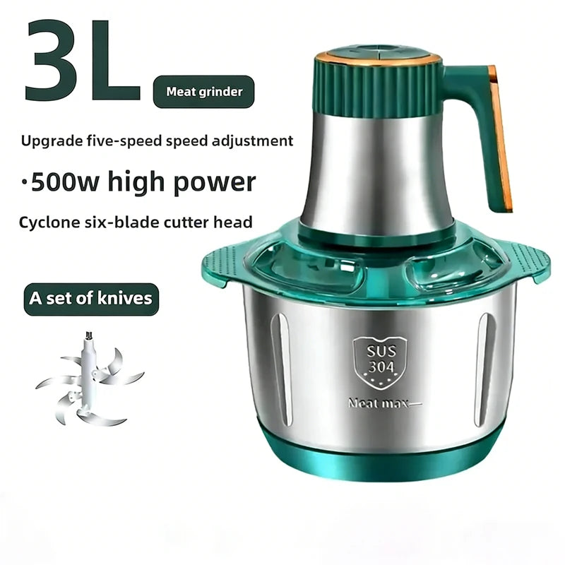 2L3L5LElectric Meat Grinder 304 Stainless Steel Multifunctional Vegetable Slicer Chopper Mincer Baby Food Processor 220V EU Plug