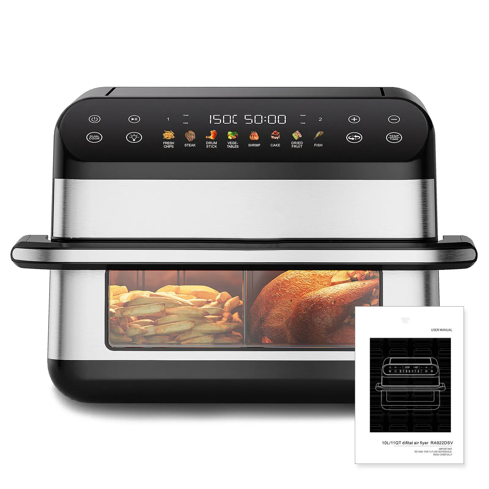 10L Dual-Basket Air Fryer Oven Combo