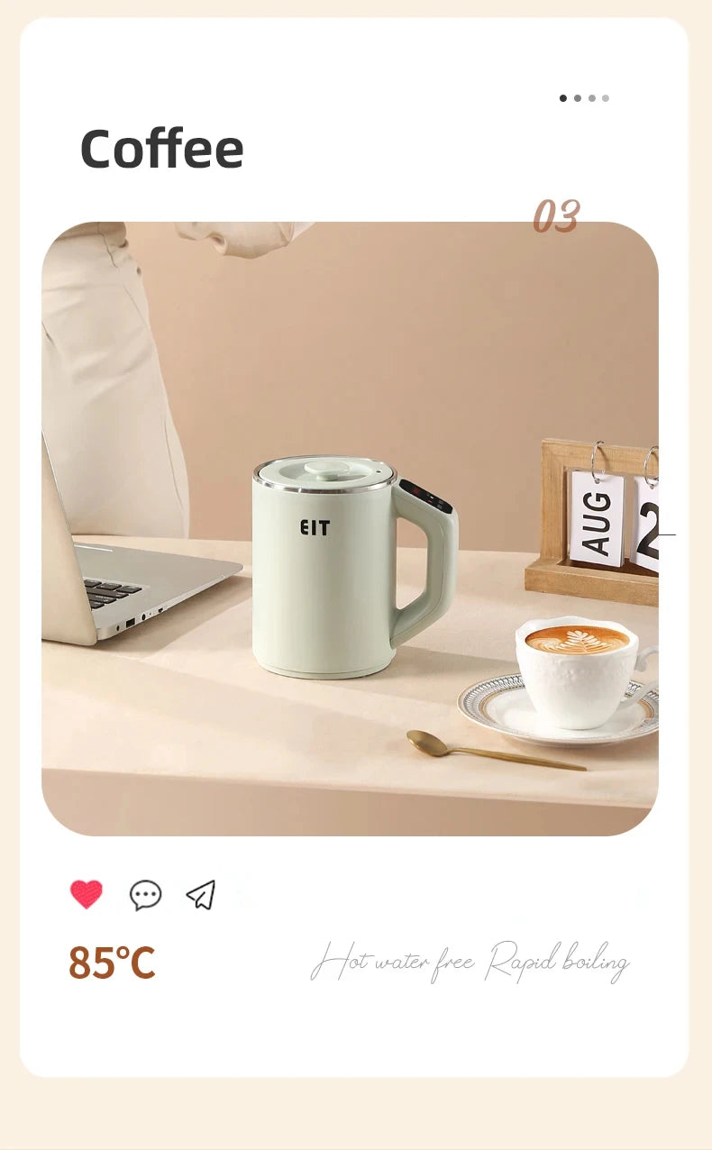 600ml Electric Kettle Health Preserving Pot Boiled Water Tea Pot Multicooker Electric Heating Cup Desktop Stew Cup 220V