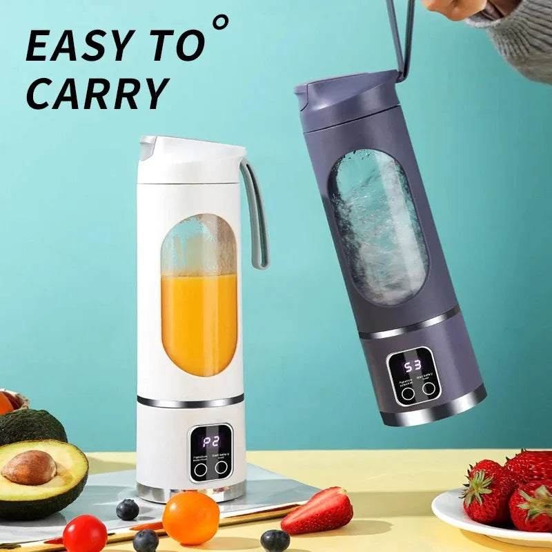 Portable Fruit Juicer 10 Blades 450ml Capacity 3 Gears USB Rechargeable Blender Ice Crusher for Shakes and Smoothies Juicer Cup