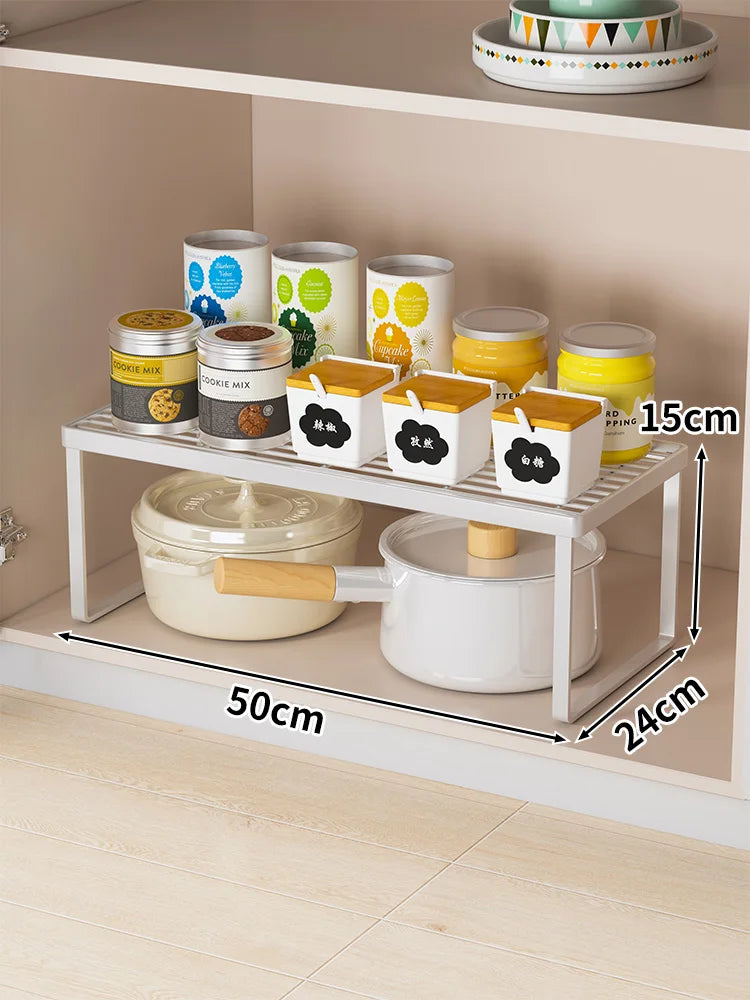 Kitchen Storage Rack Countertop Dish Pot Utensil Organizer Cabinet Inner Multi-layer Shelf Seasoning Tabletop Storage