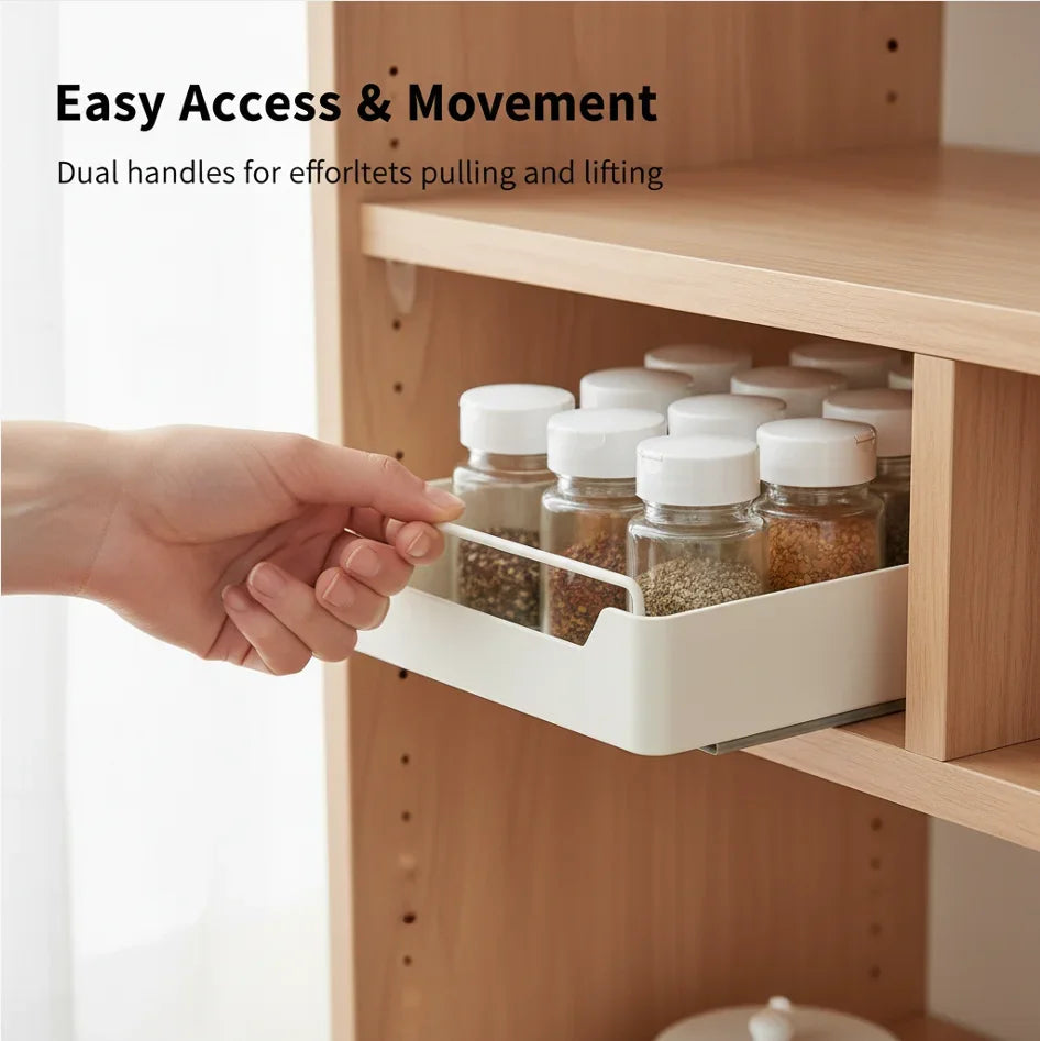 Kitchen Under Sink Pull Out Organizer, Sliding Pantry Cabinet Storage Tray, Space Saving Shelf Organizer