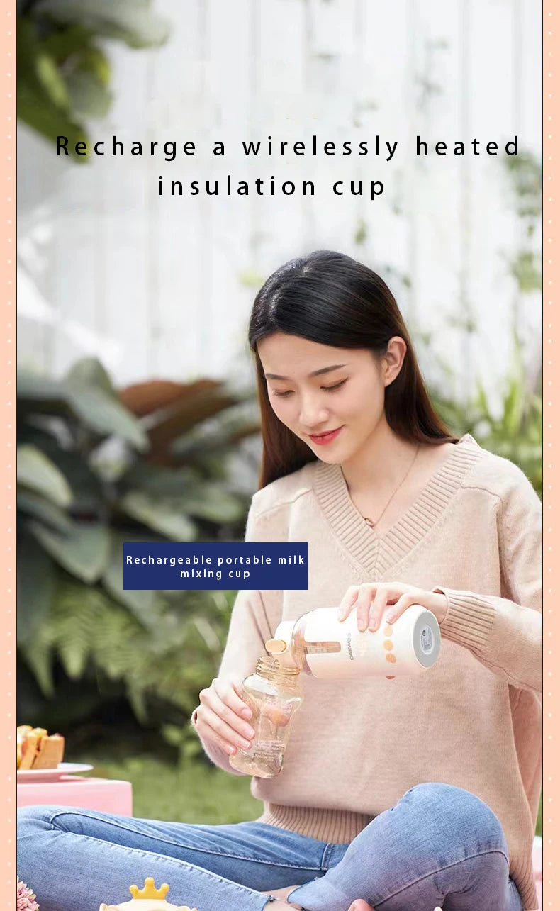 Wireless Milk Conditioner Portable Kettle USB Rechargable Water Bottle LED Display Thermos Cup Portable Heating Cup Milk Warmer