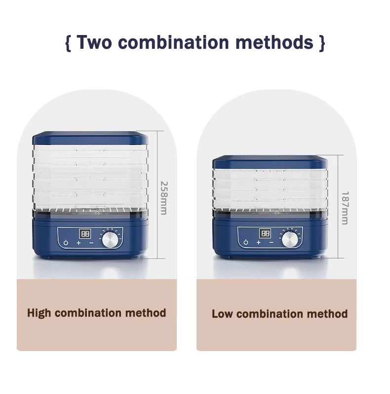 5 Trays Dried Fruit Air Dryer Multifunction Meat Vegetable Herb Drying Machine Digital Timer Temperature Control Food Dehydrator