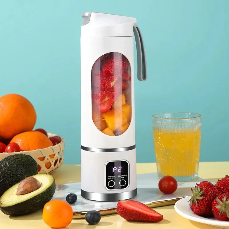 Portable Fruit Juicer 10 Blades 450ml Capacity 3 Gears USB Rechargeable Blender Ice Crusher for Shakes and Smoothies Juicer Cup