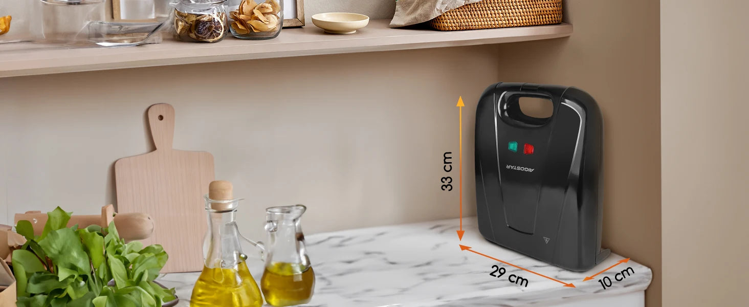 Aigostar Sandwich Maker XXL for 4 Sandwiches, 1400 W, Sandwich Toaster with Non-Stick Coating, Fast Heating, Temperature Control