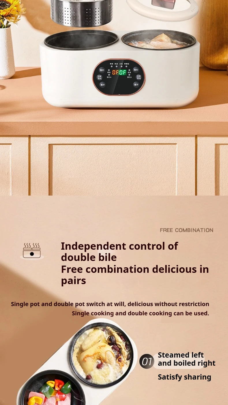 Double Gallbladder Electric Rice Cooker Multifunctional Fully Automatic Intelligent Hot Pot Steamer