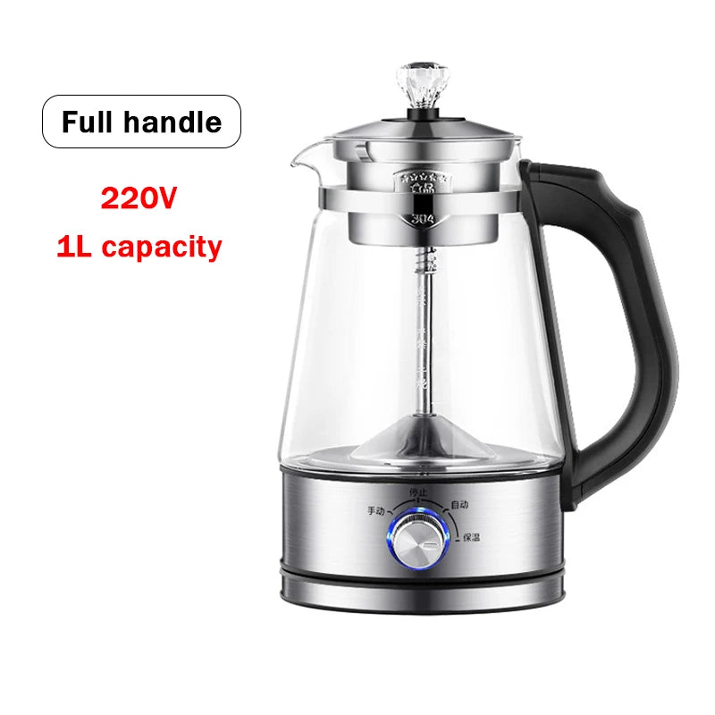 110V Electric Kettle Coffee Tea Maker 1L Thermos Black Pu 'er Glass Tea Maker Automatic Steam Spray Teapot Kettles Health Pot