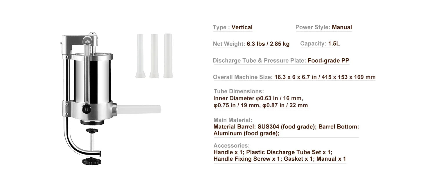 Capacity Vertical Sausage Stuffer Food Filling Processors