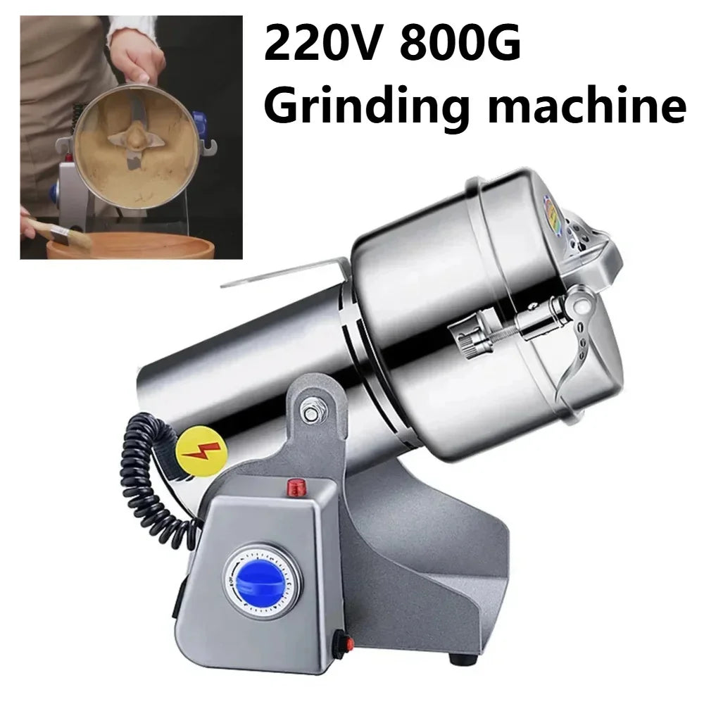 220V 800g 1400W Stainless Steel Grains Spice Crusher Household Electric Medicinal Material Crusher Ultra-fine Soybean Grinder