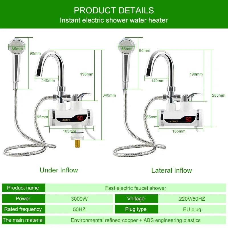 Electric Instant Shower Water Heater Instant Hot Water Faucet Kitchen Electric Tap Water Heating Instantaneous Heater