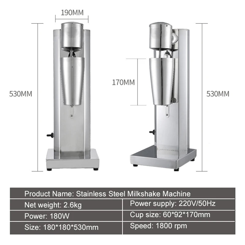 JIQI Multifunction Milkshaker Stainless Steel Milkshake Bubble Tea Stirring Machine Drink Milk Foam Mixer Blender Smoothie Maker