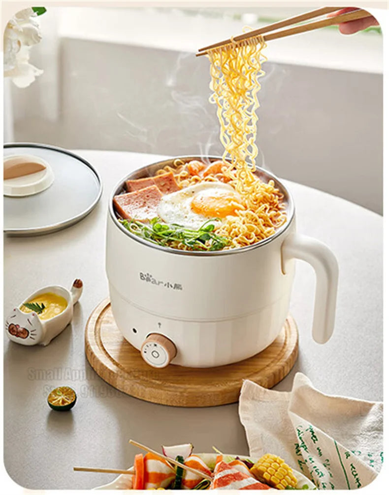Bear Multifunction Electric Cooking Pot Stainless Steel Single/Double Layer Hot Pot Household 1-2 People Electric Rice Cooker