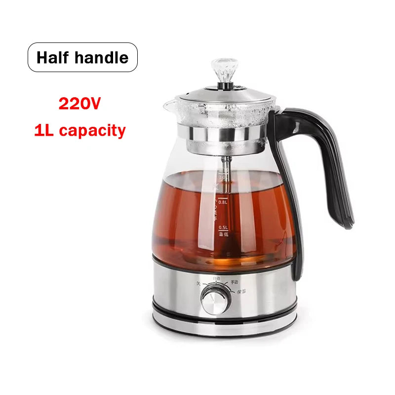 110V Electric Kettle Coffee Tea Maker 1L Thermos Black Pu 'er Glass Tea Maker Automatic Steam Spray Teapot Kettles Health Pot