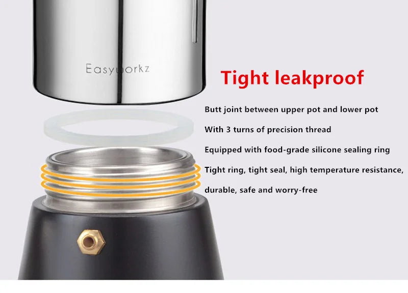 Italian Moka Coffee Pot Thickened Stainless Steel Mocha Kettle Cuban Espresso Maker Cup For Gas Stove Or Induction Cooker