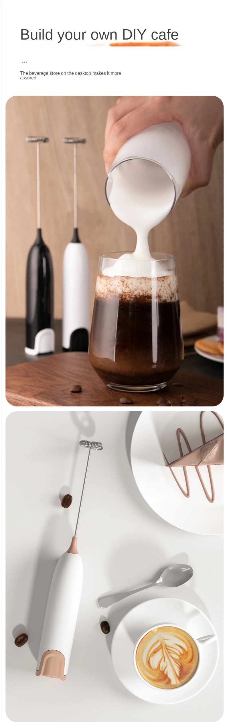 Electric Milk Frother Kitchen Drink Foamer Mixer Stirrer Coffee Cappuccino Creamer Whisk Frothy Blend Whisker Egg Beater