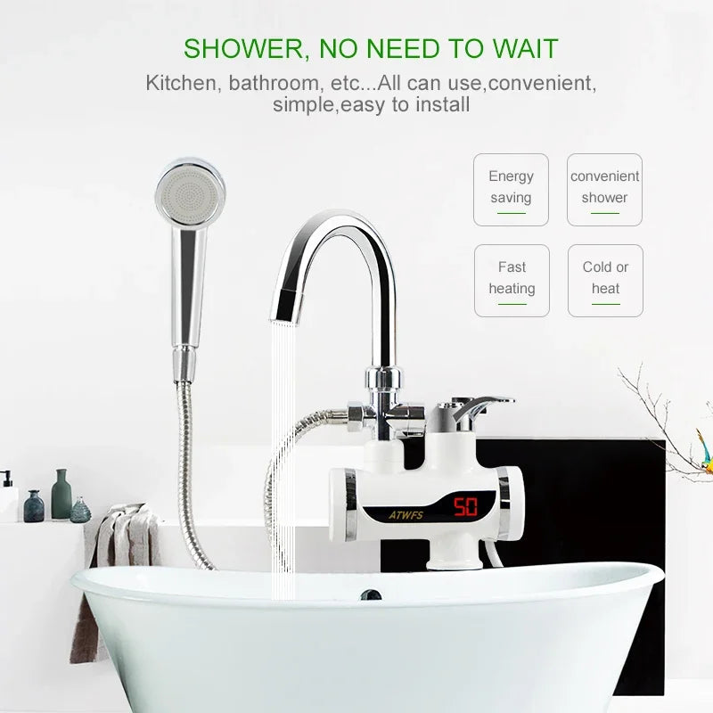 Electric Instant Shower Water Heater Instant Hot Water Faucet Kitchen Electric Tap Water Heating Instantaneous Heater