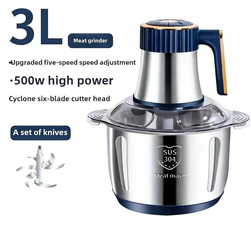 2L3L5LElectric Meat Grinder 304 Stainless Steel Multifunctional Vegetable Slicer Chopper Mincer Baby Food Processor 220V EU Plug
