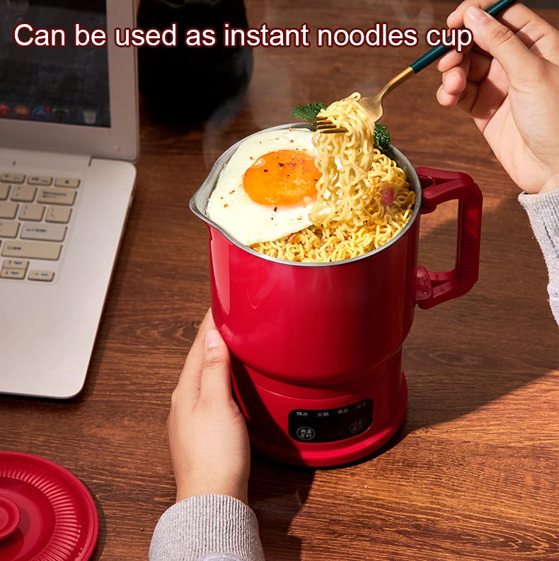 Folding Portable Electric Kettle Insulated Hot Water Boiler Stainless Steel Travel Noodles Cooking Pot Stew Skillet 800ML Hotpot