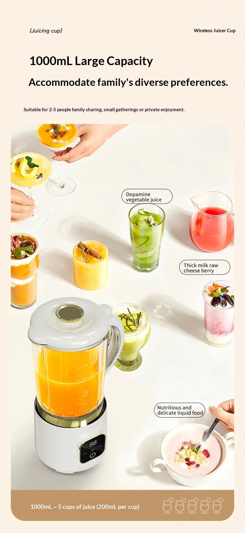 Household Juicer Blender Dual-blade