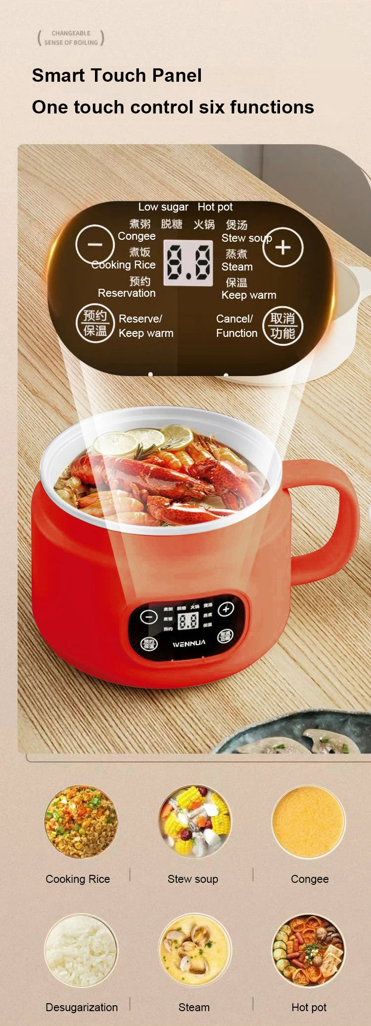Mini Low-Sugar Rice cooker Food steamer Hot pot Electric cooking pot Non-stick Skillet Multi cooker Low calorie diet cookeware