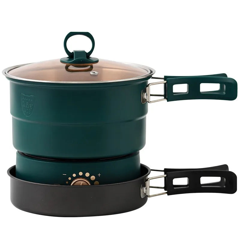 Electric Cooker 110V/220V Cooking Pot Foldable Hotpot 1.6L Portable Multi cookers Split Type Rice Cooker Frying Pan Home Travel